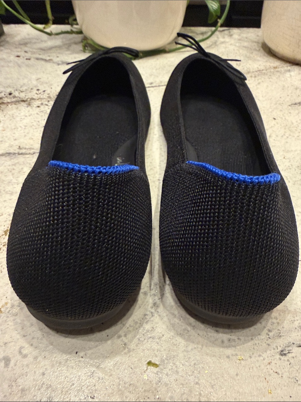 Rothy's Black Ballet Flats with Subtle Blue Trim size 13 - Picture 2 of 5